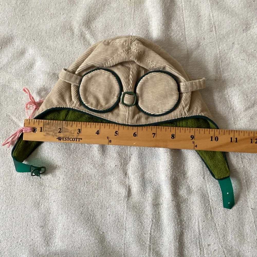 ZIGOTO CAREAU French Indie Corduroy Aviator Pilot Hat w/ Goggles Cap